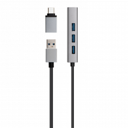 Hub USB 3.0 a + adapteur USB-c m vers 4 USB-a f
