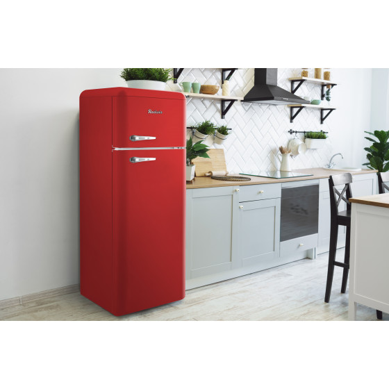 Réfrigérateur vintage 2 portes 211 L rouge